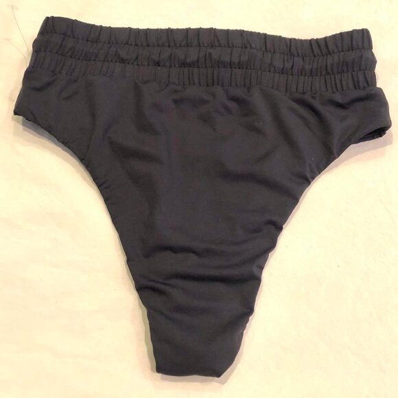 NWT GOOD AMERICAN Waist Framer Drawstring Bikini Briefs Swim Bottoms Black L - Picture 8 of 10